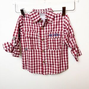 Prodoh | Long Sleeve Red Gingham Vented Fishing Top